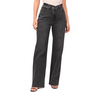 NWT Abercrombie and Fitch 90s Relaxed High Rise Jean Cross Waist Black/Grey